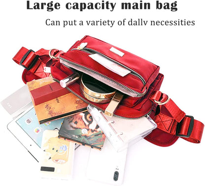 Extra Large Fashion Fanny Pack for Men Women, Waist Bag for Waterproof Hiking Running Biking Gym Outdoor Sports Travel Belt Bag (Black)