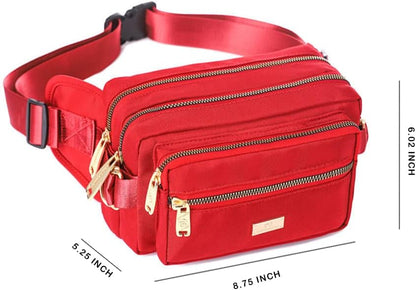 Extra Large Fashion Fanny Pack for Men Women, Waist Bag for Waterproof Hiking Running Biking Gym Outdoor Sports Travel Belt Bag (Black)