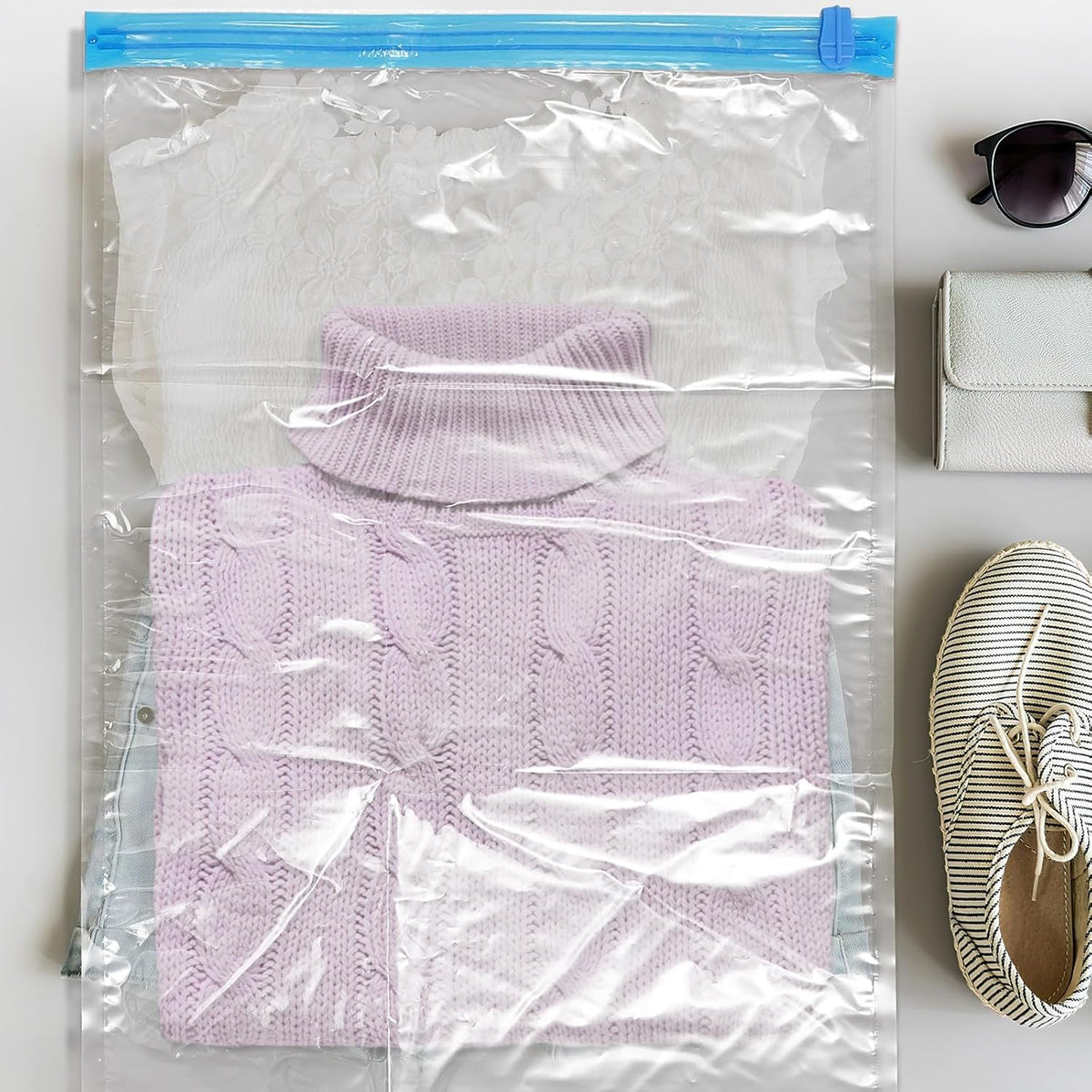 Hand Roll Vacuum Compression Bags for Travel Space Saver Storage Bags 10pcs (small 5 + Large 5) Portable Clothes Organizer Luggage Packing