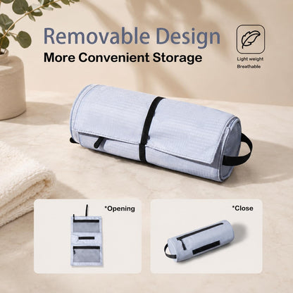 Hanging Toiletry Bag with Roll Up Pouch Travel Waterproof Toiletry Bag with Hook Portable Hanging Organizer with Multiple Compartments Durable Polyester for Travel Size Toiletries, Compact Design Grey