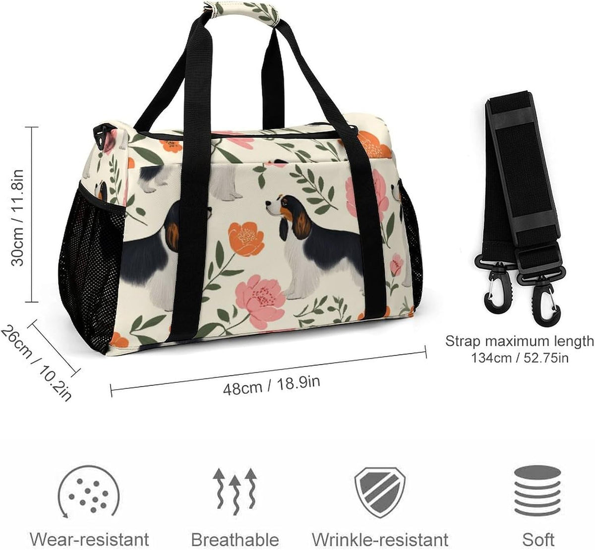 Duffel Bag for Weekend Travel and Gym Sports Overnight Spacious Design Adjustable Strap