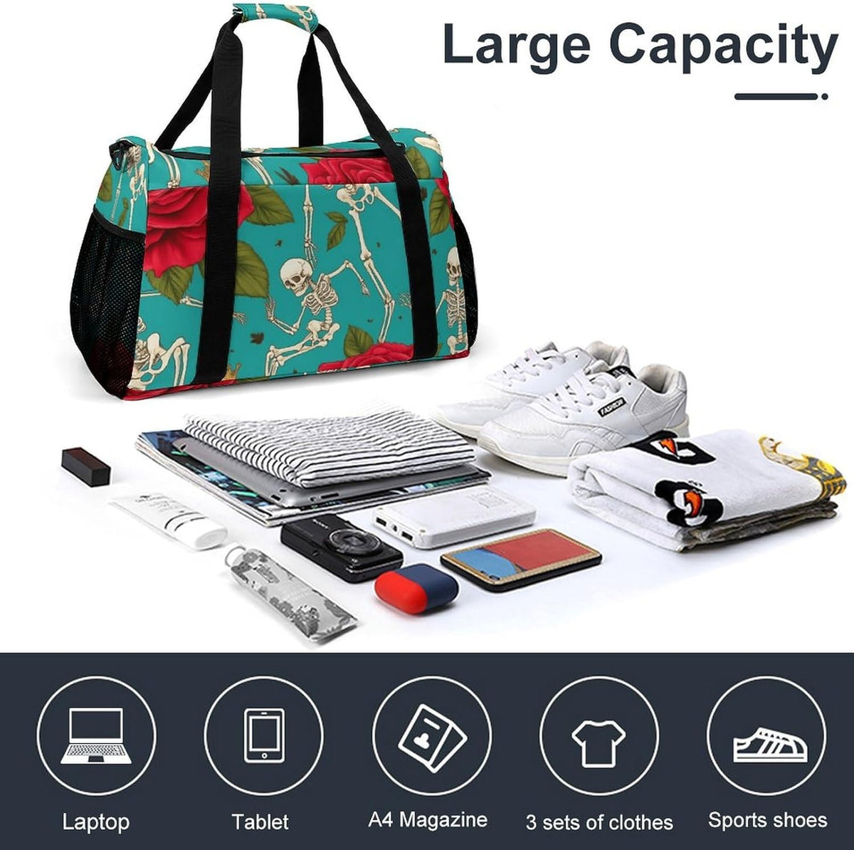 Duffel Bag for Weekend Travel and Gym Sports Overnight Spacious Design Adjustable Strap