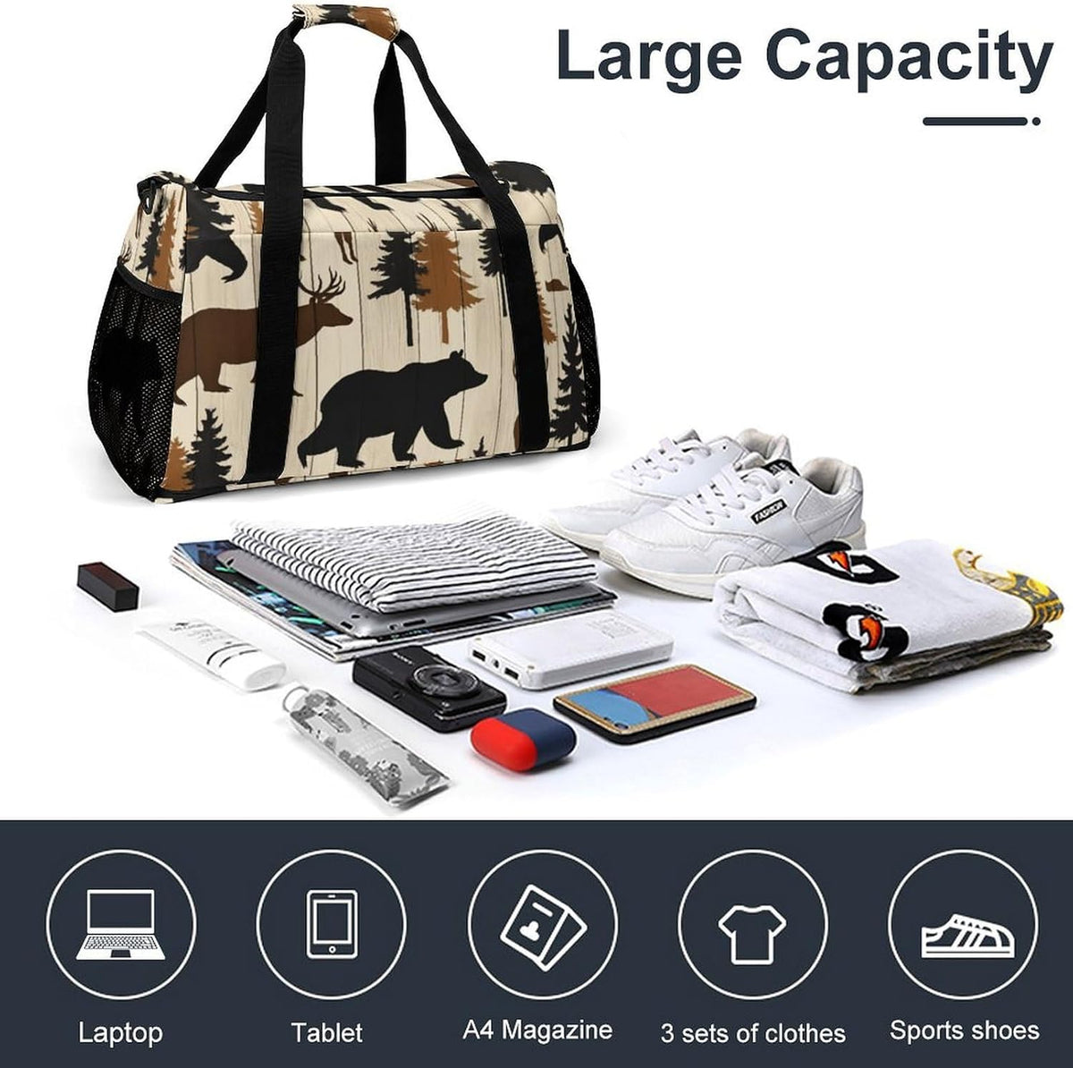 Duffel Bag for Weekend Travel and Gym Sports Overnight Spacious Design Adjustable Strap