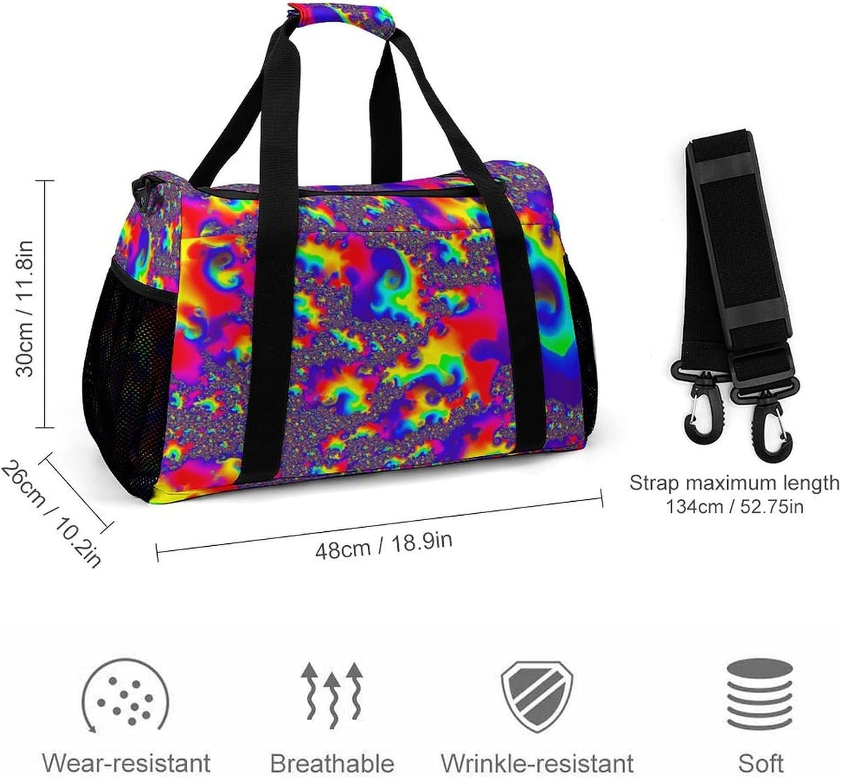 Duffel Bag for Weekend Travel and Gym Sports Overnight Spacious Design Adjustable Strap