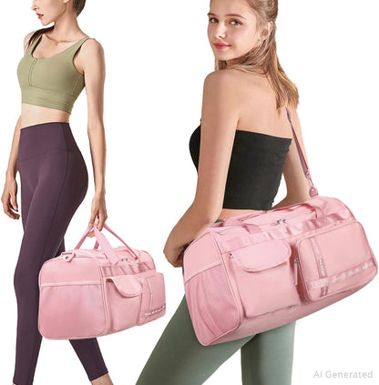 Gym Bag for Women Men Travel Duffle Bag Large Capacity Carry On Weekender Overnight Bag With Shoe Compartment Gym Tote Dry Wet Separation Duffel Bag for Travel