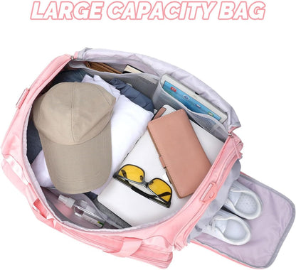 Gym Bag for Women Men Travel Duffle Bag Large Capacity Carry On Weekender Overnight Bag With Shoe Compartment Gym Tote Dry Wet Separation Duffel Bag for Travel
