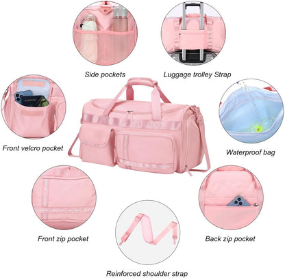 Gym Bag for Women Men Travel Duffle Bag Large Capacity Carry On Weekender Overnight Bag With Shoe Compartment Gym Tote Dry Wet Separation Duffel Bag for Travel