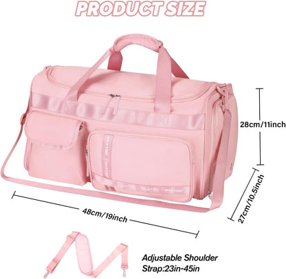 Gym Bag for Women Men Travel Duffle Bag Large Capacity Carry On Weekender Overnight Bag With Shoe Compartment Gym Tote Dry Wet Separation Duffel Bag for Travel
