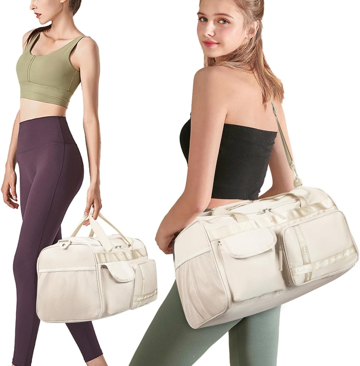 Gym Bag for Women Men Travel Duffle Bag Large Capacity Carry On Weekender Overnight Bag With Shoe Compartment Gym Tote Dry Wet Separation Duffel Bag for Travel