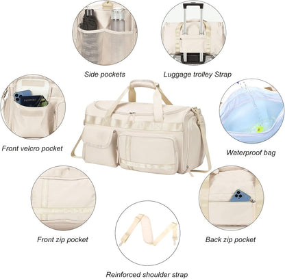 Gym Bag for Women Men Travel Duffle Bag Large Capacity Carry On Weekender Overnight Bag With Shoe Compartment Gym Tote Dry Wet Separation Duffel Bag for Travel