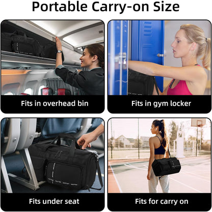Gym Bag for Women Men Travel Duffle Bag Large Capacity Carry On Weekender Overnight Bag With Shoe Compartment Gym Tote Dry Wet Separation Duffel Bag for Travel