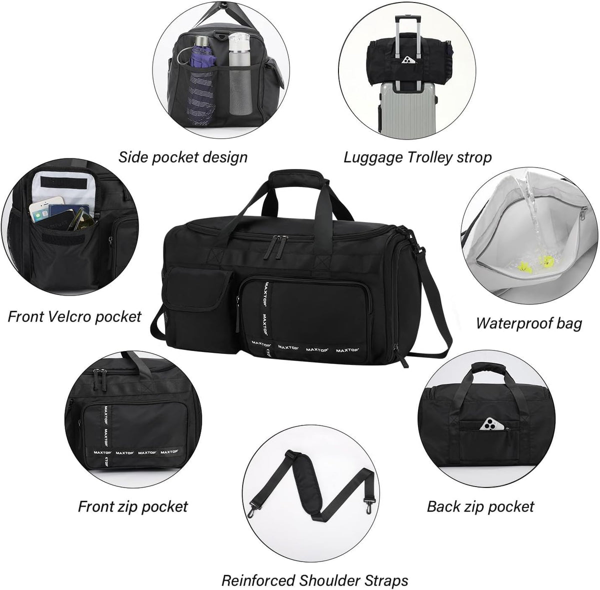 Gym Bag for Women Men Travel Duffle Bag Large Capacity Carry On Weekender Overnight Bag With Shoe Compartment Gym Tote Dry Wet Separation Duffel Bag for Travel