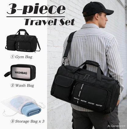 Gym Bag for Women Men Travel Duffle Bag Large Capacity Carry On Weekender Overnight Bag With Shoe Compartment Gym Tote Dry Wet Separation Duffel Bag for Travel