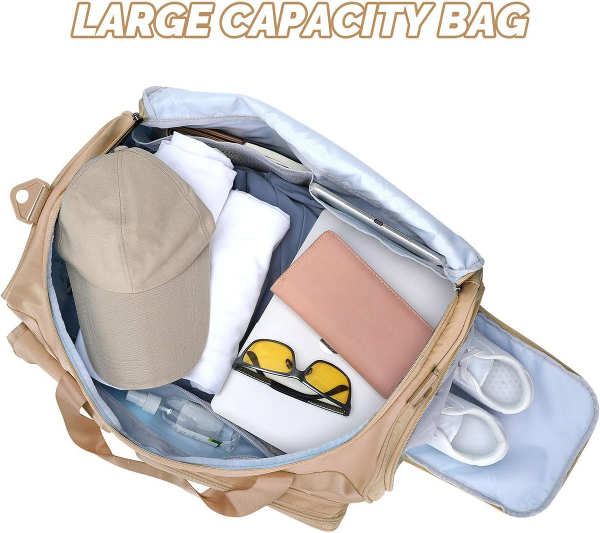 Gym Bag for Women Men Travel Duffle Bag Large Capacity Carry On Weekender Overnight Bag With Shoe Compartment Gym Tote Dry Wet Separation Duffel Bag for Travel