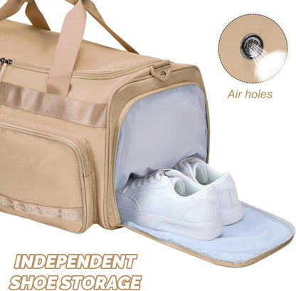 Gym Bag for Women Men Travel Duffle Bag Large Capacity Carry On Weekender Overnight Bag With Shoe Compartment Gym Tote Dry Wet Separation Duffel Bag for Travel