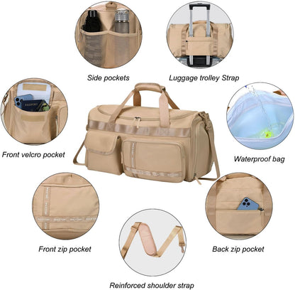 Gym Bag for Women Men Travel Duffle Bag Large Capacity Carry On Weekender Overnight Bag With Shoe Compartment Gym Tote Dry Wet Separation Duffel Bag for Travel