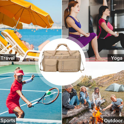 Gym Bag for Women Men Travel Duffle Bag Large Capacity Carry On Weekender Overnight Bag With Shoe Compartment Gym Tote Dry Wet Separation Duffel Bag for Travel