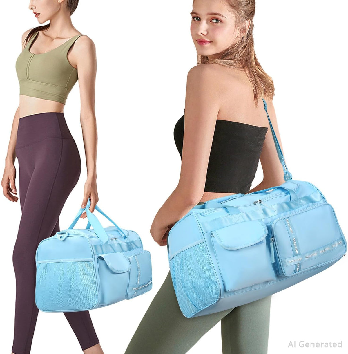 Gym Bag for Women Men Travel Duffle Bag Large Capacity Carry On Weekender Overnight Bag With Shoe Compartment Gym Tote Dry Wet Separation Duffel Bag for Travel