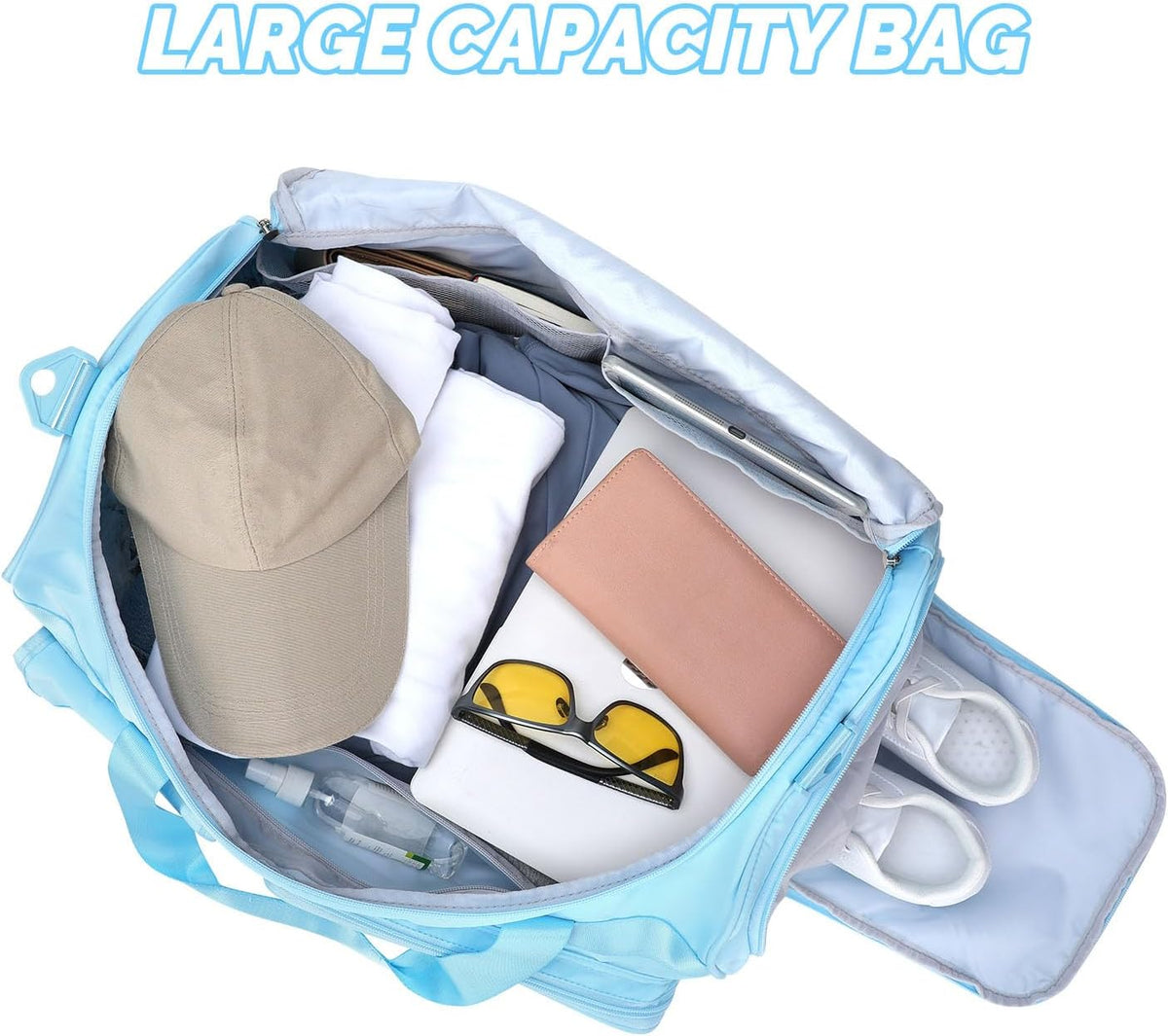Gym Bag for Women Men Travel Duffle Bag Large Capacity Carry On Weekender Overnight Bag With Shoe Compartment Gym Tote Dry Wet Separation Duffel Bag for Travel