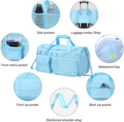 Gym Bag for Women Men Travel Duffle Bag Large Capacity Carry On Weekender Overnight Bag With Shoe Compartment Gym Tote Dry Wet Separation Duffel Bag for Travel