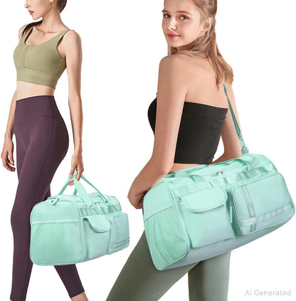 Gym Bag for Women Men Travel Duffle Bag Large Capacity Carry On Weekender Overnight Bag With Shoe Compartment Gym Tote Dry Wet Separation Duffel Bag for Travel