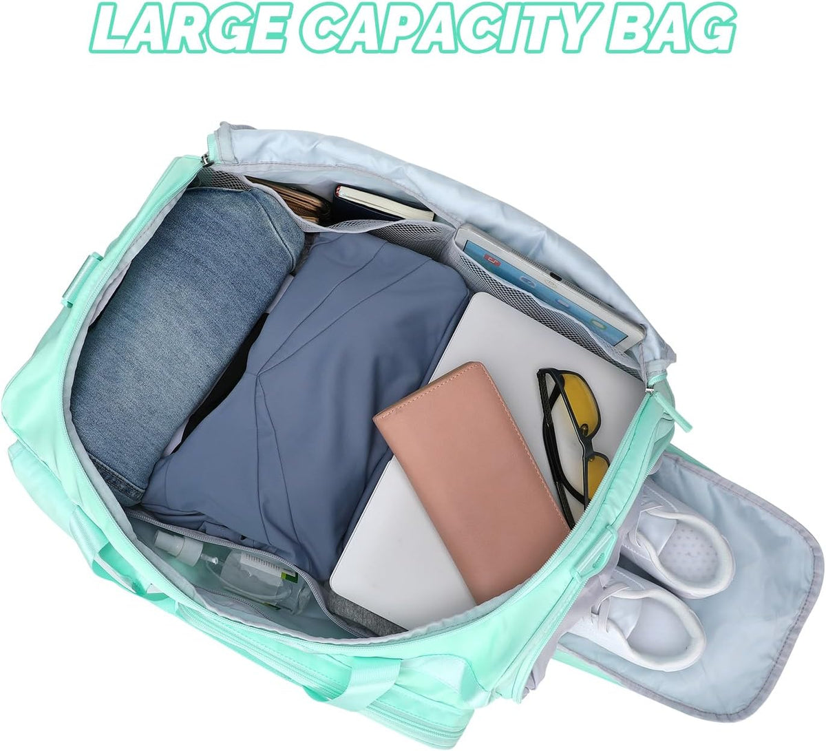 Gym Bag for Women Men Travel Duffle Bag Large Capacity Carry On Weekender Overnight Bag With Shoe Compartment Gym Tote Dry Wet Separation Duffel Bag for Travel