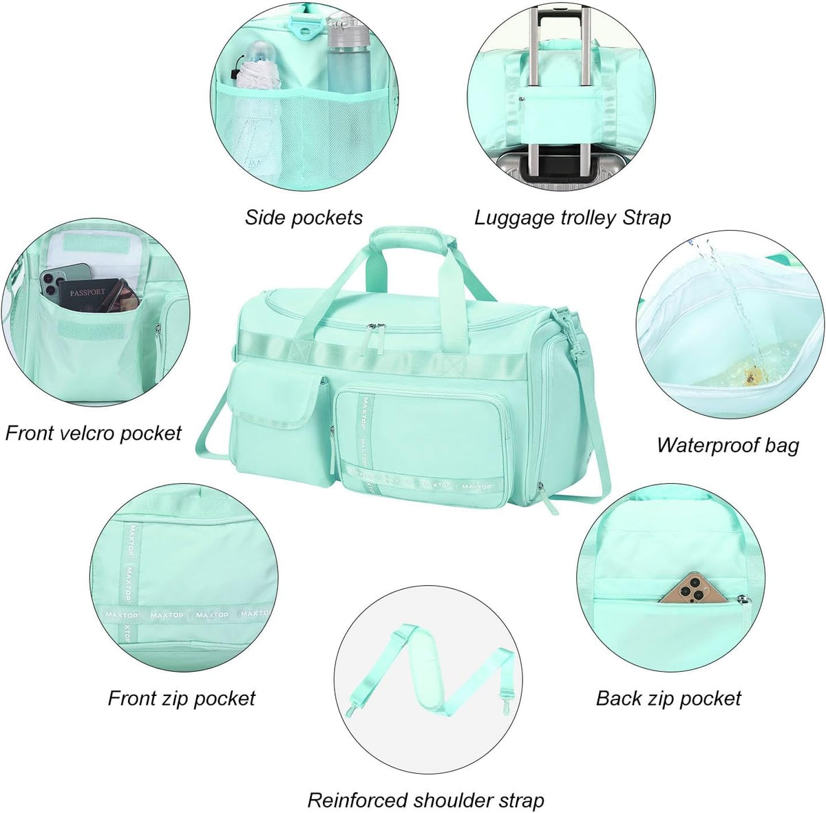 Gym Bag for Women Men Travel Duffle Bag Large Capacity Carry On Weekender Overnight Bag With Shoe Compartment Gym Tote Dry Wet Separation Duffel Bag for Travel