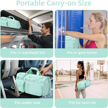 Gym Bag for Women Men Travel Duffle Bag Large Capacity Carry On Weekender Overnight Bag With Shoe Compartment Gym Tote Dry Wet Separation Duffel Bag for Travel