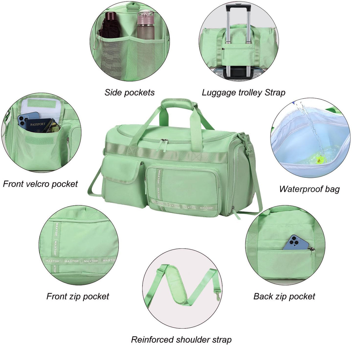 Gym Bag for Women Men Travel Duffle Bag Large Capacity Carry On Weekender Overnight Bag With Shoe Compartment Gym Tote Dry Wet Separation Duffel Bag for Travel