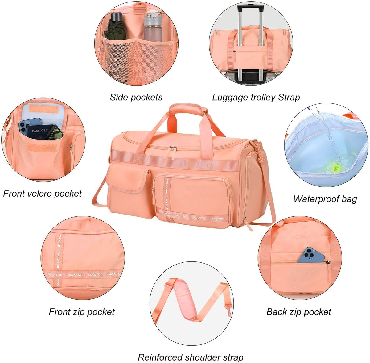 Gym Bag for Women Men Travel Duffle Bag Large Capacity Carry On Weekender Overnight Bag With Shoe Compartment Gym Tote Dry Wet Separation Duffel Bag for Travel