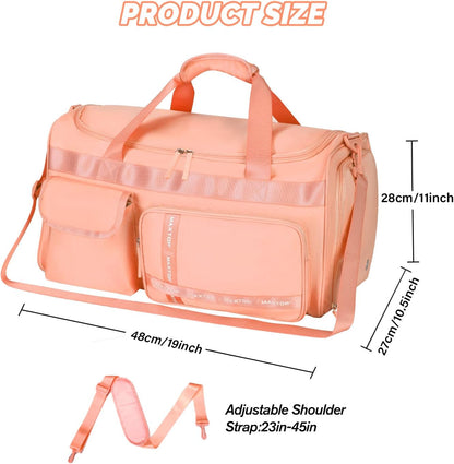 Gym Bag for Women Men Travel Duffle Bag Large Capacity Carry On Weekender Overnight Bag With Shoe Compartment Gym Tote Dry Wet Separation Duffel Bag for Travel