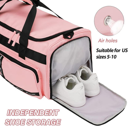 Gym Bag for Women Men Travel Duffle Bag Large Capacity Carry On Weekender Overnight Bag With Shoe Compartment Gym Tote Dry Wet Separation Duffel Bag for Travel