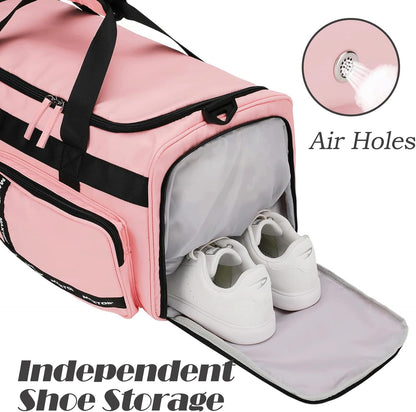 Gym Bag for Women Men Travel Duffle Bag Large Capacity Carry On Weekender Overnight Bag With Shoe Compartment Gym Tote Dry Wet Separation Duffel Bag for Travel