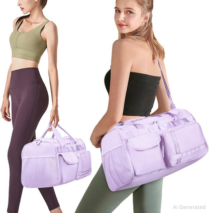 Gym Bag for Women Men Travel Duffle Bag Large Capacity Carry On Weekender Overnight Bag With Shoe Compartment Gym Tote Dry Wet Separation Duffel Bag for Travel