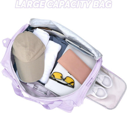 Gym Bag for Women Men Travel Duffle Bag Large Capacity Carry On Weekender Overnight Bag With Shoe Compartment Gym Tote Dry Wet Separation Duffel Bag for Travel