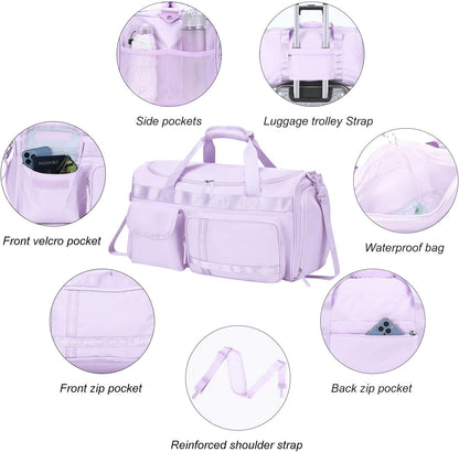 Gym Bag for Women Men Travel Duffle Bag Large Capacity Carry On Weekender Overnight Bag With Shoe Compartment Gym Tote Dry Wet Separation Duffel Bag for Travel