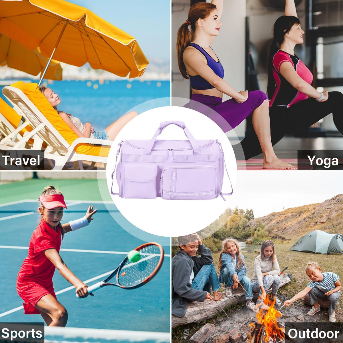 Gym Bag for Women Men Travel Duffle Bag Large Capacity Carry On Weekender Overnight Bag With Shoe Compartment Gym Tote Dry Wet Separation Duffel Bag for Travel