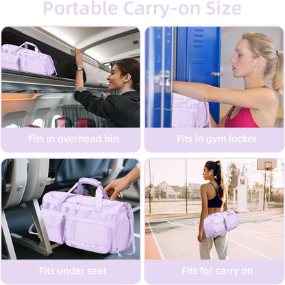 Gym Bag for Women Men Travel Duffle Bag Large Capacity Carry On Weekender Overnight Bag With Shoe Compartment Gym Tote Dry Wet Separation Duffel Bag for Travel