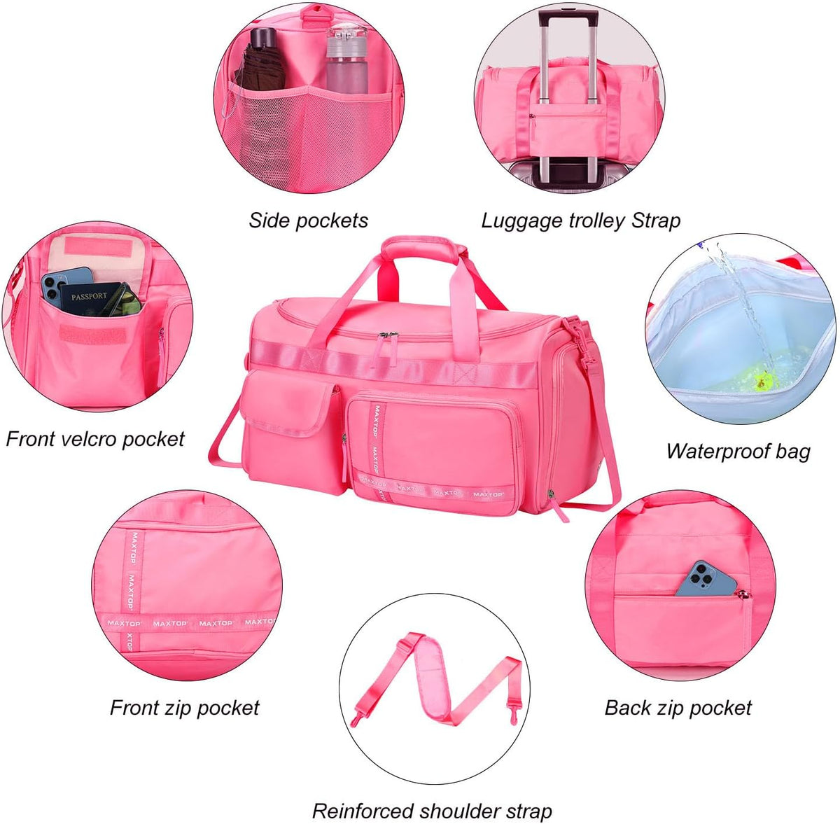 Gym Bag for Women Men Travel Duffle Bag Large Capacity Carry On Weekender Overnight Bag With Shoe Compartment Gym Tote Dry Wet Separation Duffel Bag for Travel