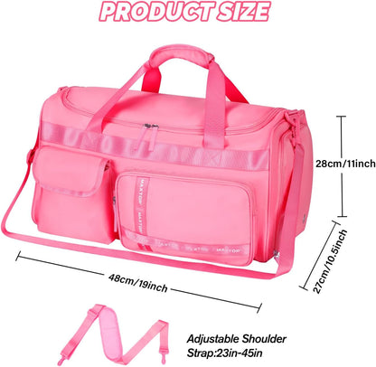 Gym Bag for Women Men Travel Duffle Bag Large Capacity Carry On Weekender Overnight Bag With Shoe Compartment Gym Tote Dry Wet Separation Duffel Bag for Travel