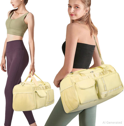 Gym Bag for Women Men Travel Duffle Bag Large Capacity Carry On Weekender Overnight Bag With Shoe Compartment Gym Tote Dry Wet Separation Duffel Bag for Travel