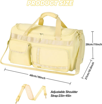 Gym Bag for Women Men Travel Duffle Bag Large Capacity Carry On Weekender Overnight Bag With Shoe Compartment Gym Tote Dry Wet Separation Duffel Bag for Travel