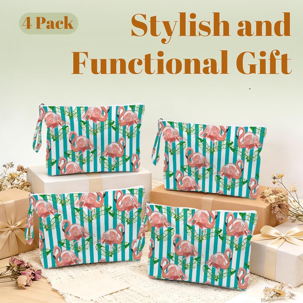 4 Pack Durable Wet Bags, Waterproof Reusable Wet Dry Bag with Zipper for Beach, Travel, Gym