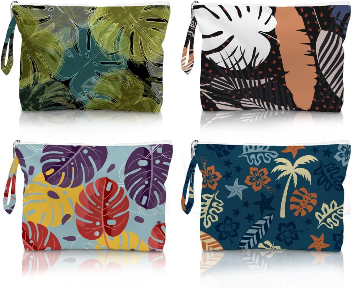 4 Pack Durable Wet Bags, Waterproof Reusable Wet Dry Bag with Zipper for Beach, Travel, Gym