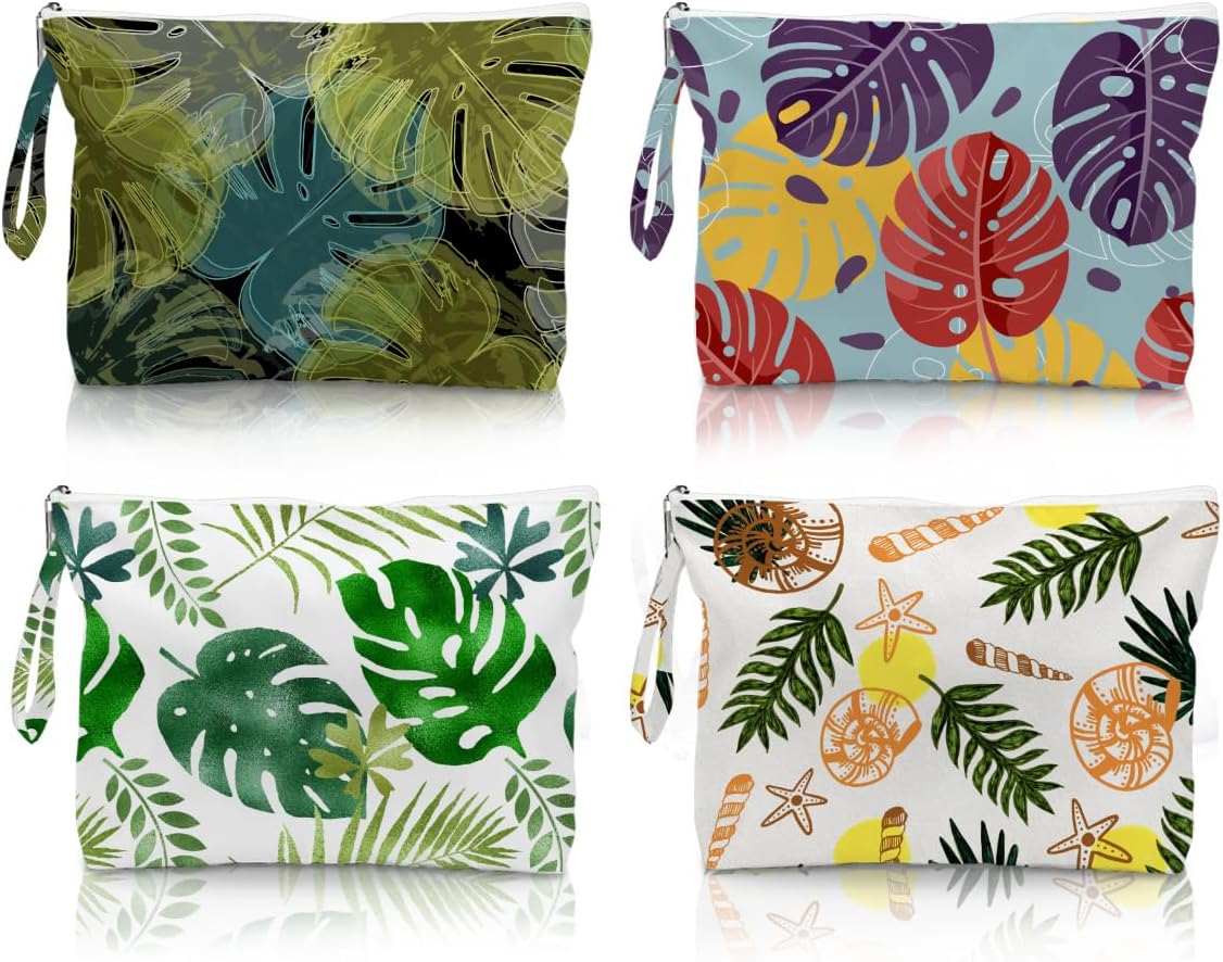 4 Pack Durable Wet Bags, Waterproof Reusable Wet Dry Bag with Zipper for Beach, Travel, Gym
