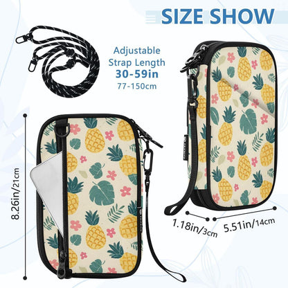 Cute Pineapple Blossom Yellow Passport Holder Family Passport Wallet | for Women Men Rfid Blocking Passport Holders Bag Travel Document Organizer with Zipper
