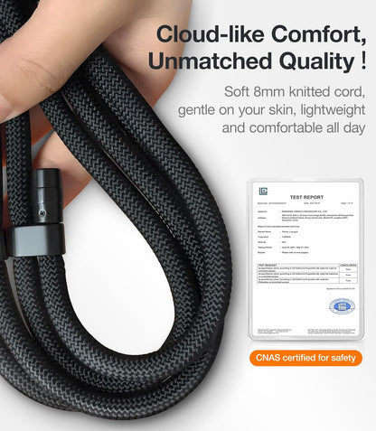 Phone Lanyard Crossbody with 2 Phone Tabs, Adjustable Anti Theft Phone Strap for All Phones, Premium Metal Buckles, Skin-Friendly, Universal Cell Phone Neck lanyard for Travel Essentials, Black