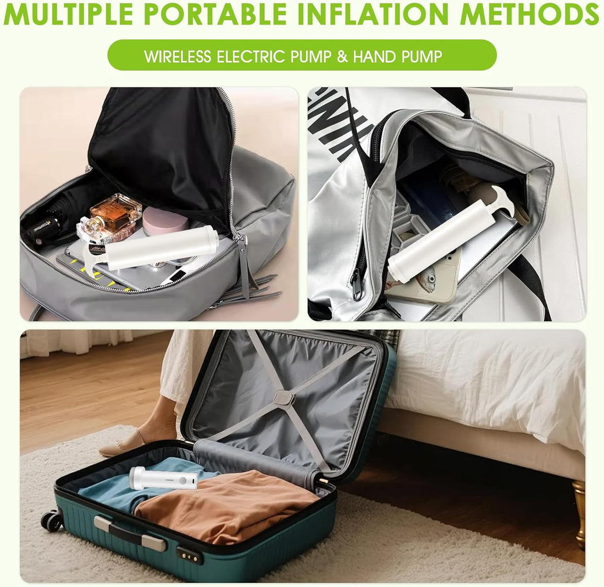 Travel Vacuum Storage Bags for Clothing with Rechargeable Air & Hand Pump, 9 Pack Portable Space Saver Bags, Compression Packing Seal for Luggage and Suitcase, Blankets, Seasonal (9 Combo Travel Size)