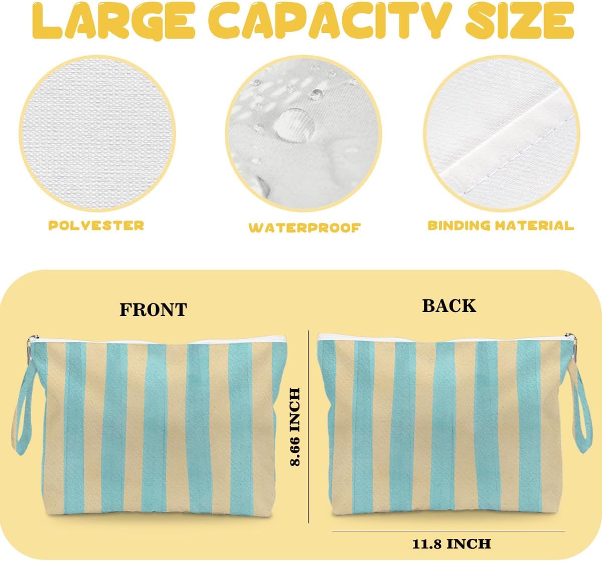 2 Pack Waterproof Sandproof Wet Dry Bags, Zippered Pool Travel Storage Pouches for Women’s Swimsuits
