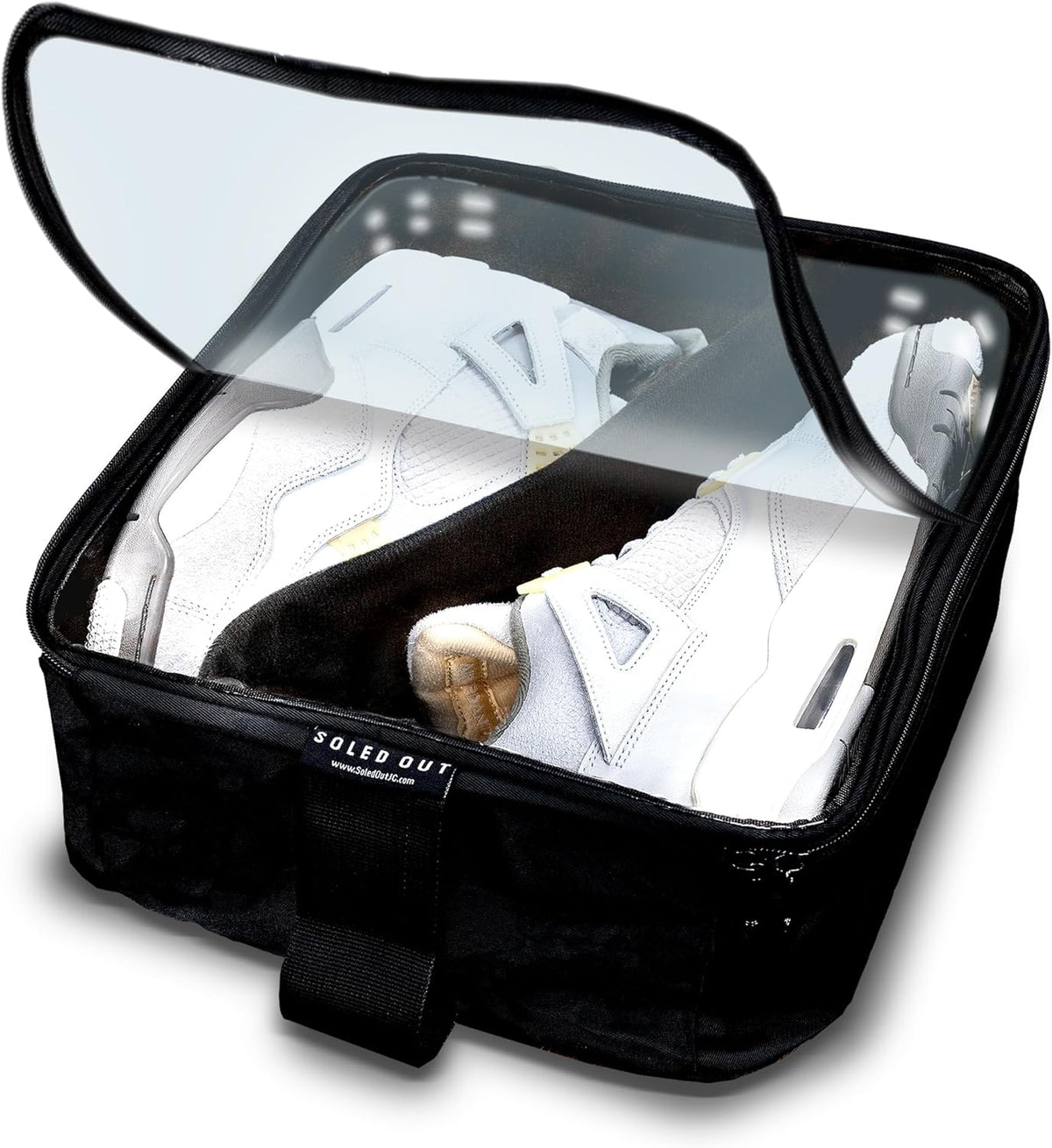 SoleGuardian XXL Sneaker Travel Case – U.S. Brand – Clear Waterproof Lid, Adjustable Dividers – Soft Bag Organizer for up to 4 Pairs of Casual, Athletic, Golf & Sports Shoes, Gift for Men & Women (1)